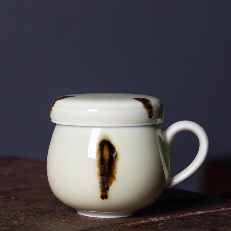 330ml Longquan Celadon Filter Tea Separator Cup Traditional Tea Mug with Infuser Household Tea Soaking Office Water Cup Cafes