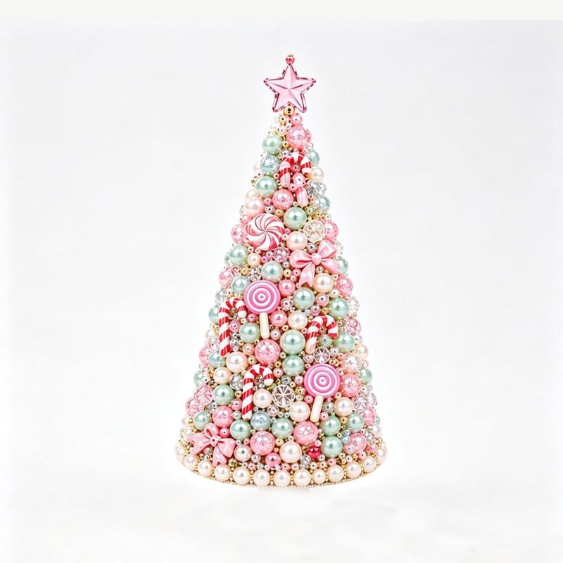 Kit Albero di Natale con Perline Fai da Te Stella Educativa Decorazione da Tavolo Albero di Natale in Schiuma Conica Fatto a Mano Decorazione per Festa di Natale Regalo