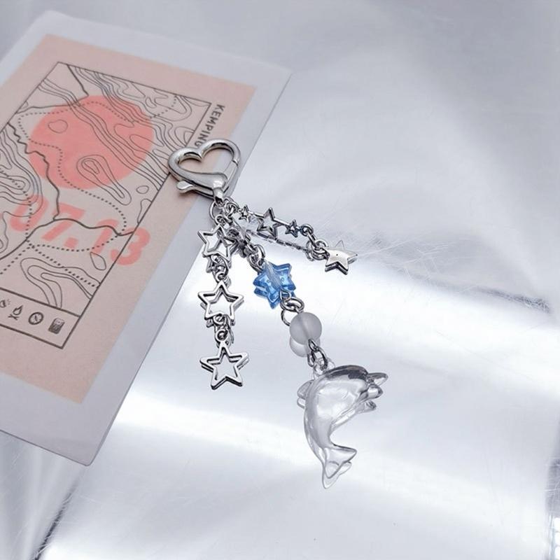 Stern Delfin Spinnen Anhänger Schlüsselanhänger Mode Y2K Charme Autoschlüsselanhänger Taschenanhänger