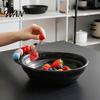 Kitchen Fruit Serving Set Bowl with 6 Colorful Forks Large Capacity Spiral Hygienic Bottom Fork Storage Hole for Snacks And Parties Dopamine Color