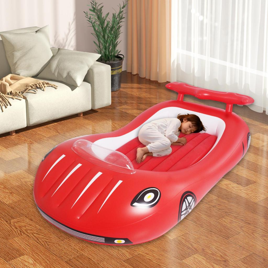 Car Shaped Kids Inflatable Bed, Comfortable Toddler Air Mattress, Vacation Home Sleeping Pad