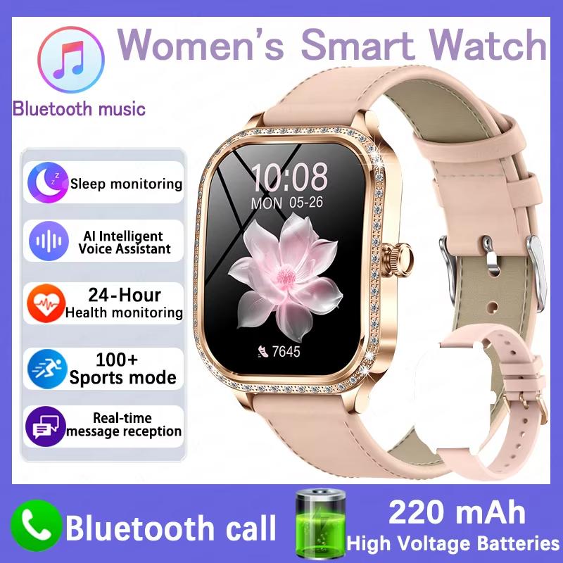 2025 New Smart Watch Women 1.75" HD Display Heart Rate IP68 Waterproof Sports Fitness BT Call Smartwatch for Lady Gift