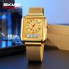 SKMEI 2466 Luxury Quartz Watch for Men Women Stainless Steel Digital Wristwatch Waterproof Dual Display Clock Girl Reloj Hombre