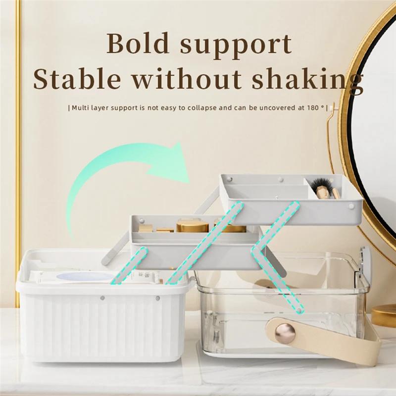 

1 Pcs Bigcapacity Plastic Desktop Storage Box Dustproof Lipstick Extra Storage Box With Lid Purple NONE фиолетовый