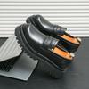 Spring Men's British Thick-Soled Leather Loafers: Trendy Casual Slip-On Shoes