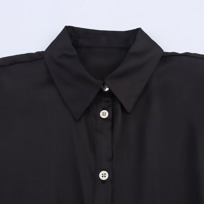 Kaslead New Women clothes Western Style Fashion Knot Silk Satin Texture Shirts 8653335