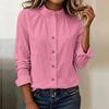 Camisa Casual de Manga Larga con Botones para Mujer Color Ajuste Relajado Cuello Blusa