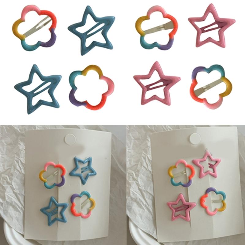Stjärn Hårklämmor Set med 4 Harajuku Sidoklämma Hårnål Dam Hårstylingverktyg för Sidbena Flicka Huvudbonad Barn Hårklämma