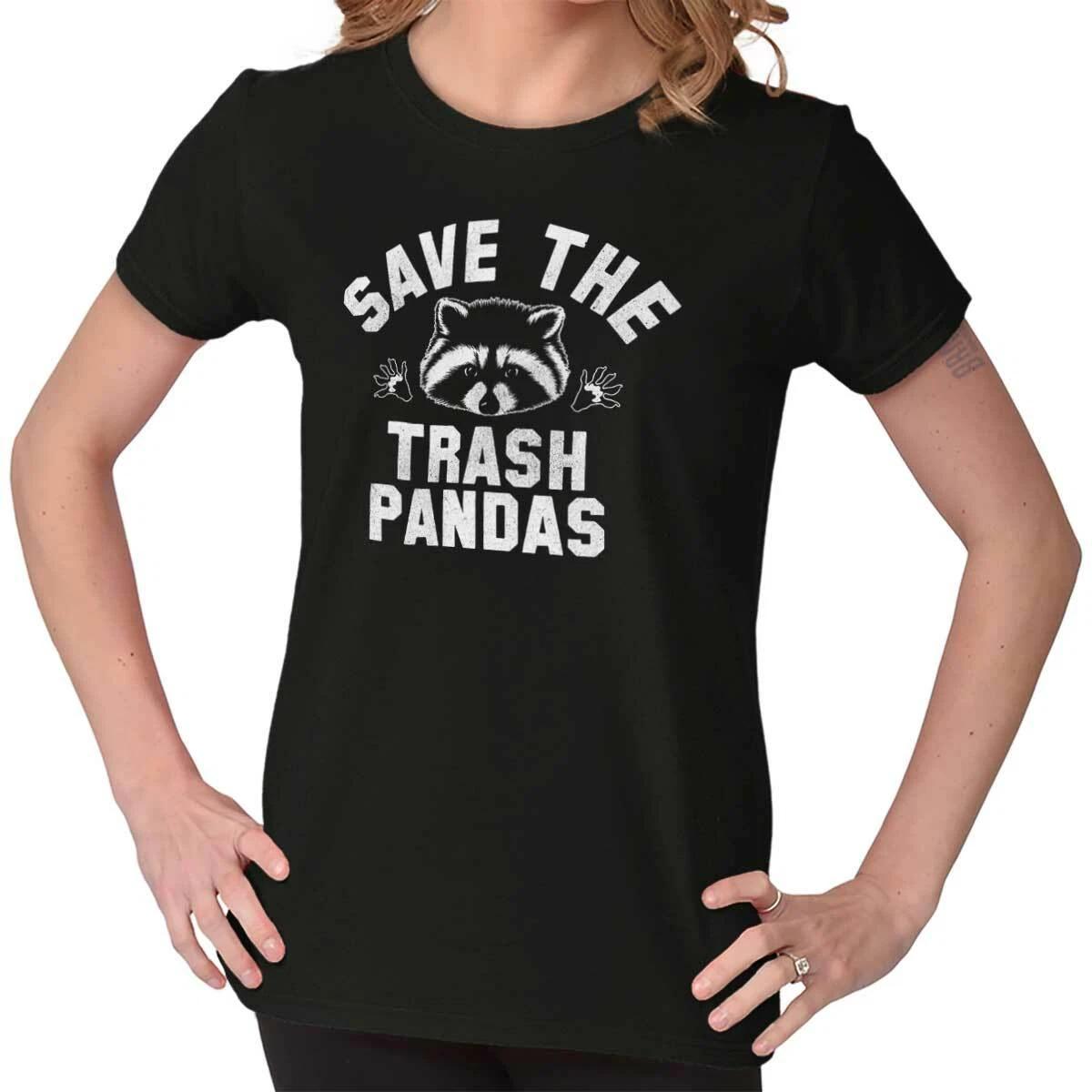 Save The Trash Pandas Adorable Raccoon Gift Womens Top Junior Graphic Tee XXXL