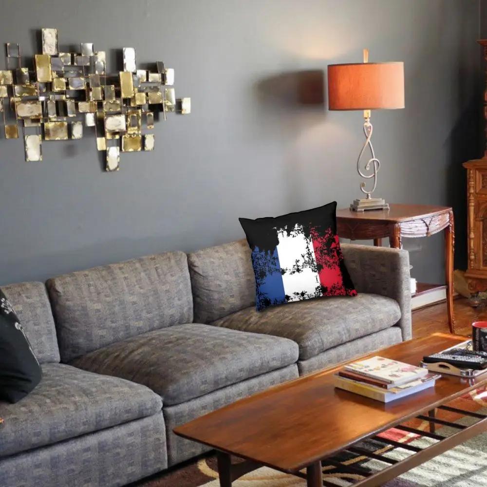 France Flag Graphic Design French Fans Square Pillow Case Cushions for Sofa  Cushion Covers