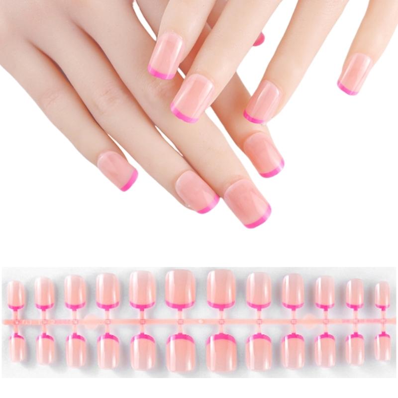 600x/Box French Tip False Nails Press On Nail Almond False Nails Full Cover Stick On Nail  Ballerinas Artificial Nails
