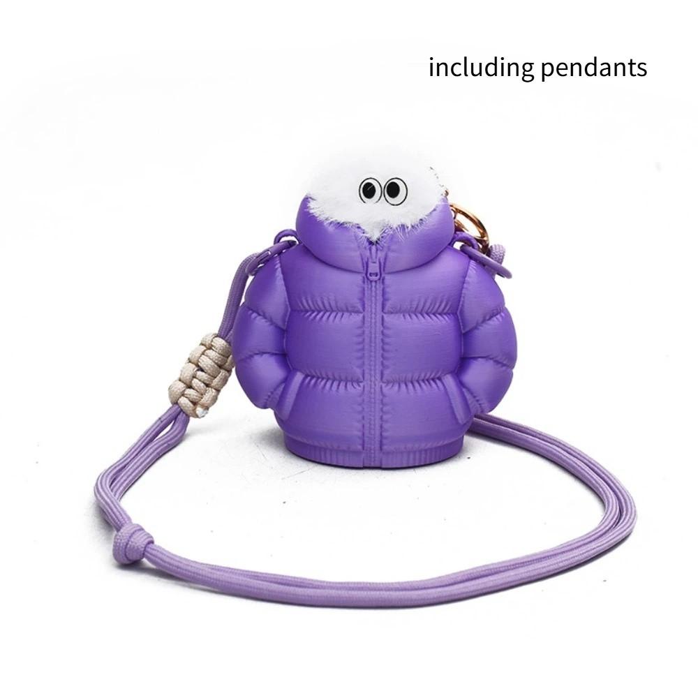 

Simple Y2K Down Jacket Crossbody Bag Cartoon Cute Mini Down Purses Bag Street Style Korean Small Messenger Bag Girl фиолетовый