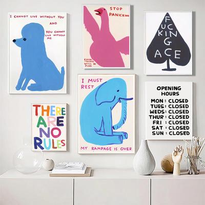 Streszczenie David Shrigley Banana Elephant Spades Wall Art wydruki na płótnie malarstwo plakat skandynawski zdjęcia ścienny do wystrój salonu