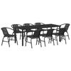 Garden Dining Set 9 Pcs Black Powder Coated Steel