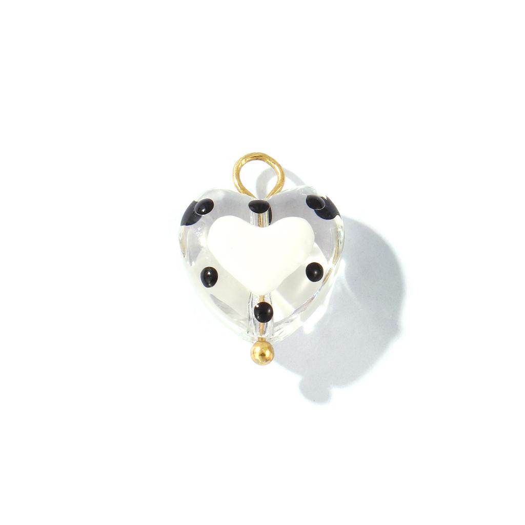 2 Pcs Resin Heart Valentine's Day Charms Enamel Hearts Dot 304 Stainless Steel Pendants Pendants For DIY Necklace 17mm x 12mm