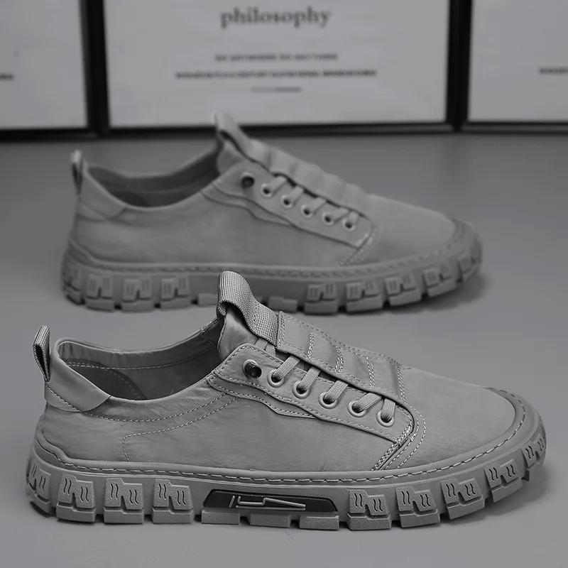 Pantofi sport pentru bărbați, pantofi de mers pe jos, cu talpă din PVC, respirabili, antiderapanți, la modă, gri, din pânză, pentru bărbați