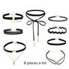 3 Pcs /set  Necklace Black Lace Leather Velvet strip woman Collar Jewelry Neck accessories colar kol