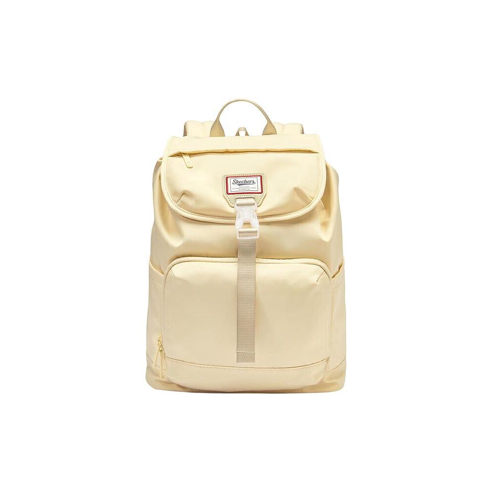 Skechers Logo Patch Fabric Backpack Large Unisex Backpacks Cream Deep-Beige L323U166-01UN Butter Dark Beige