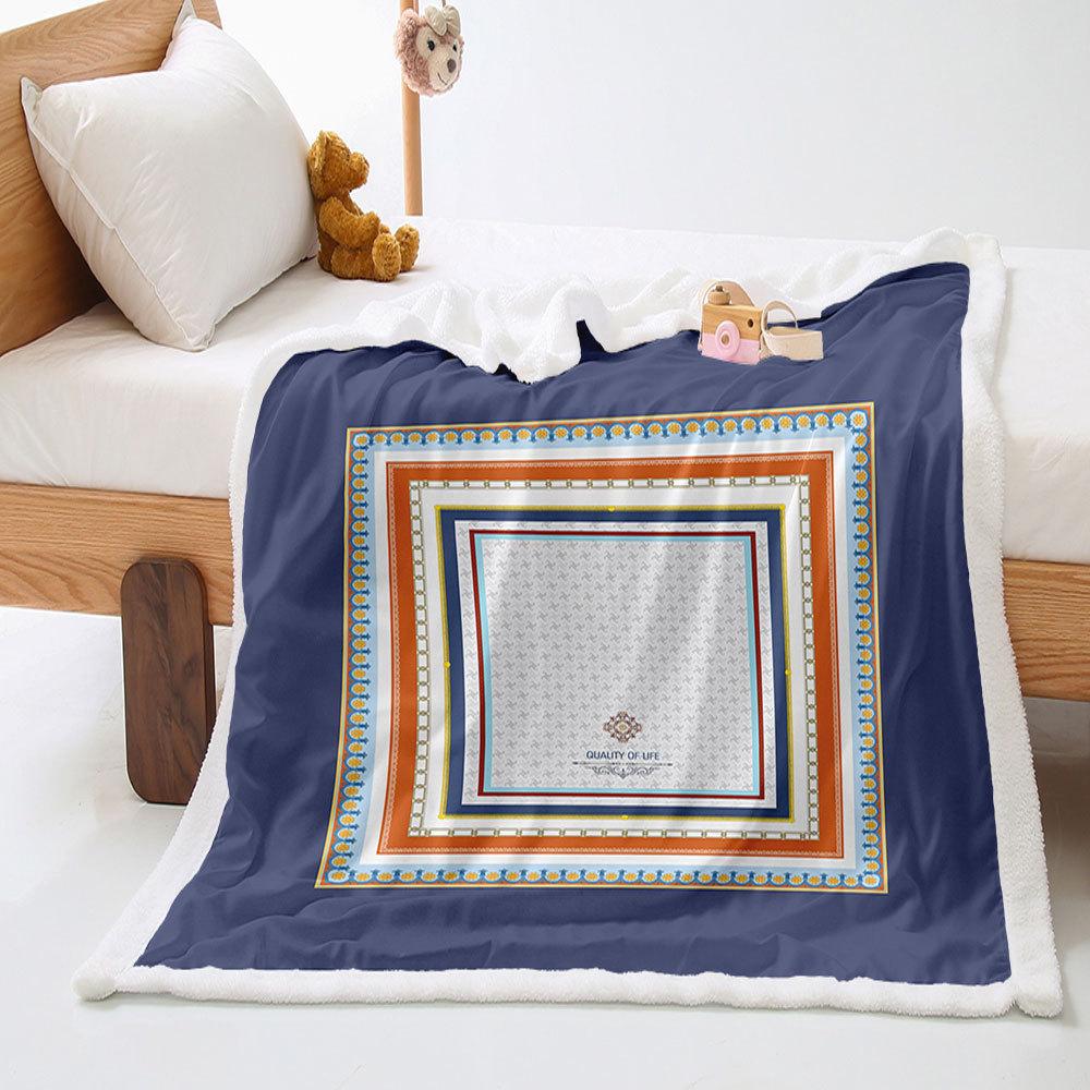 American simple 2D digital printing thickened lamb wool crystal fleece blanket blanket nap nap blanket