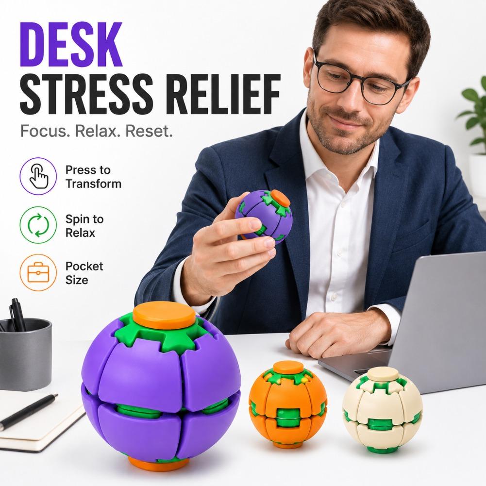1-20PCS 3D Printed Transformable Squeeze and Spin Fidget Toy Stress Relief Ball Gyro Decompression for Adult Office Home