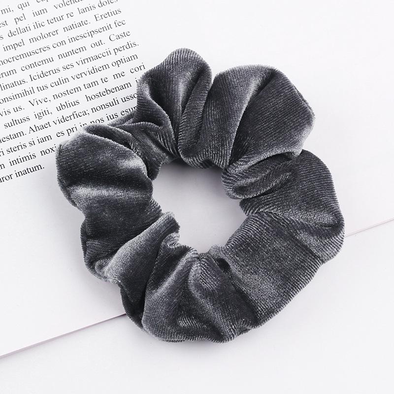 1 PC Velvet Scrunchies Rope For Women Girls Solid Hair Ties Big Ponytail Holders Headband Black Coffee Hair Band Accessories
