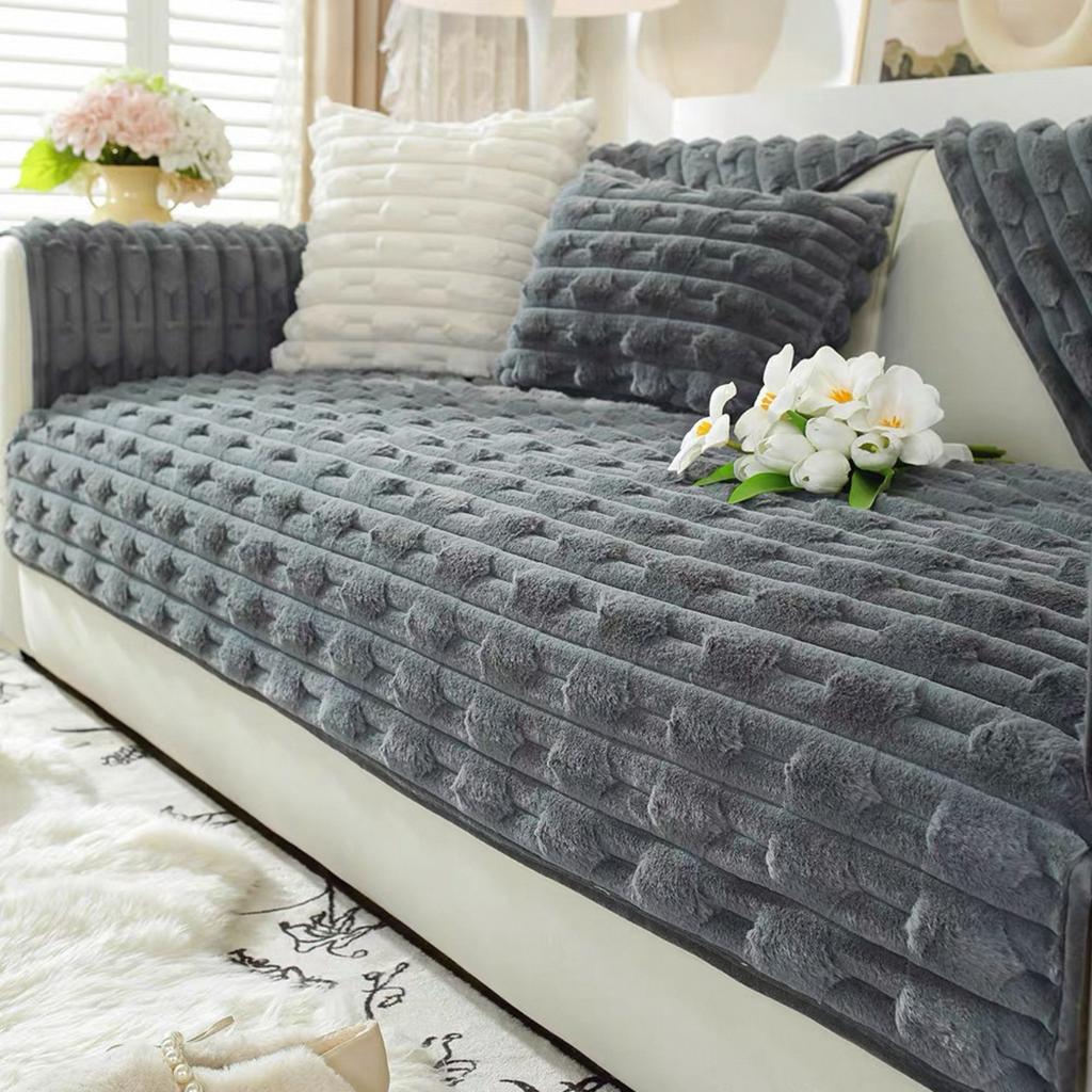 Bubble Imitation Rabbit Fur Plush Sofa Slipcover Non-Slip Soft Sofa Towel Couch Cushion Seat Cover For Living Room Modern Home