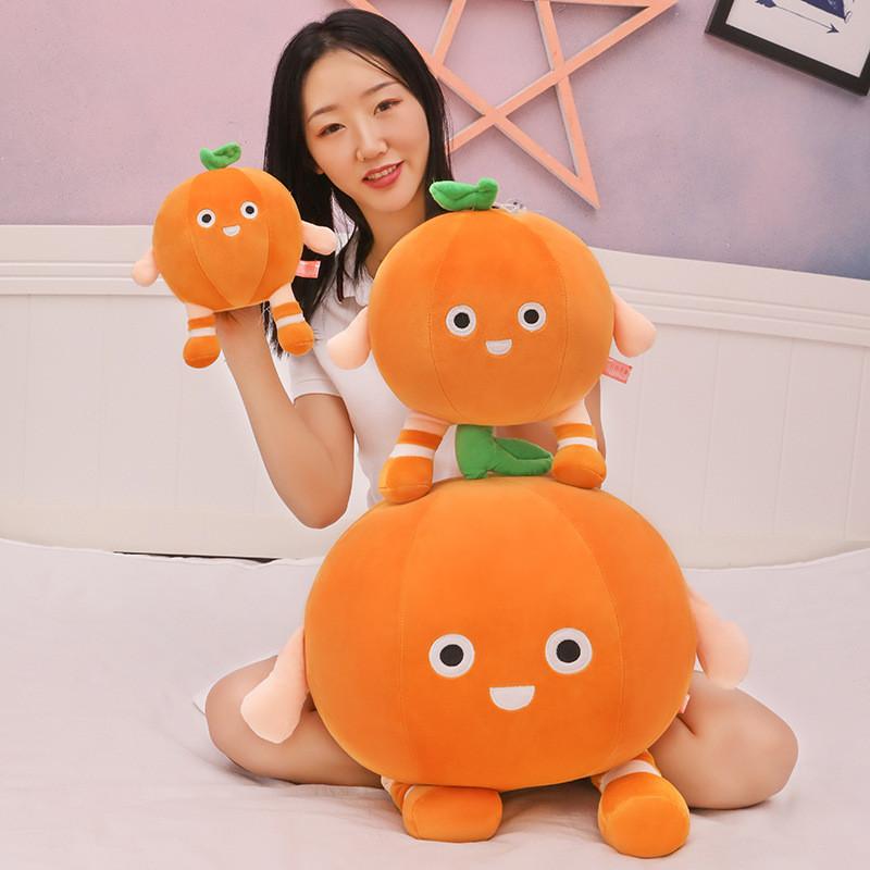 Adorable Orange Plush Pillow Cartoon Fruit Doll Soft Stuffed Toy For Kids Gift