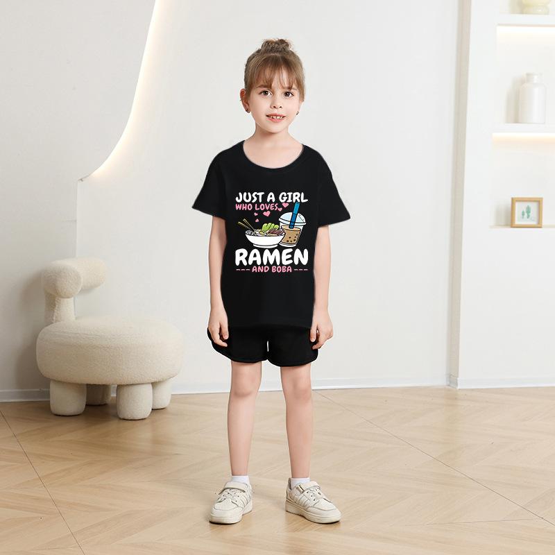 Girls' Fashionable Short-sleeved T-shirt For Summer, Children's Casual Loose Top