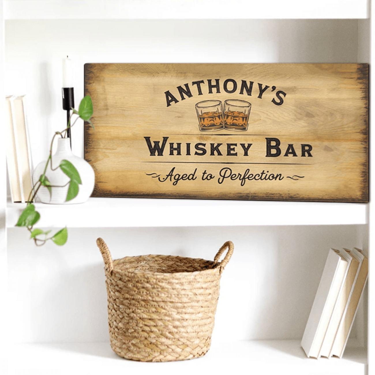 

Custom Vintage Whiskey Bar Metal Sign Name Text Wall Decor белый