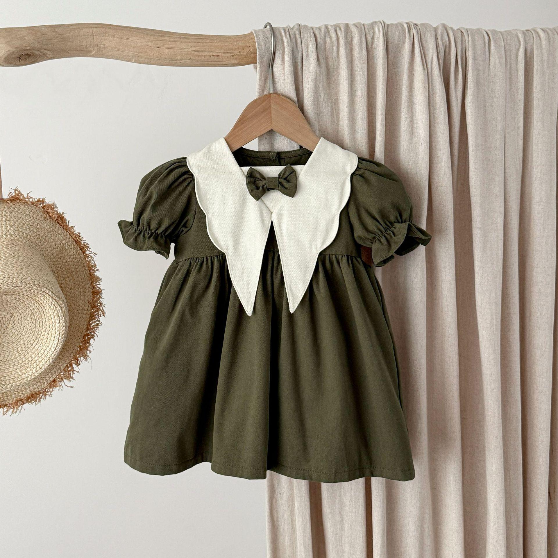 

Ретро літня сукня для дівчинки-малюка з коміром Пітера Пена та короткими рукавами 110 cm