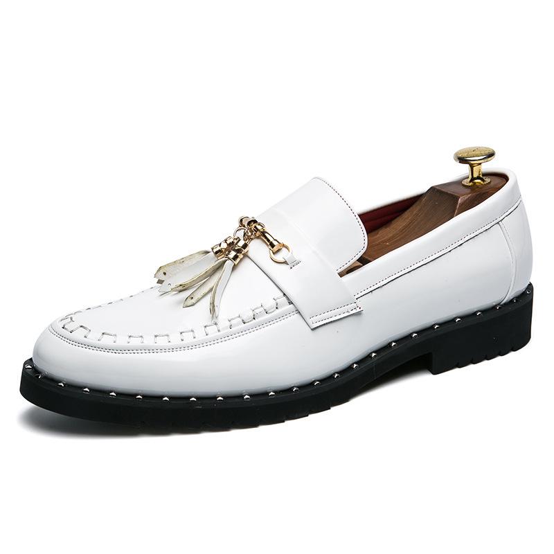 2025 Trendy Men s Patent Leather Tassel Casual Shoes - Versatile Low-Top Style 45