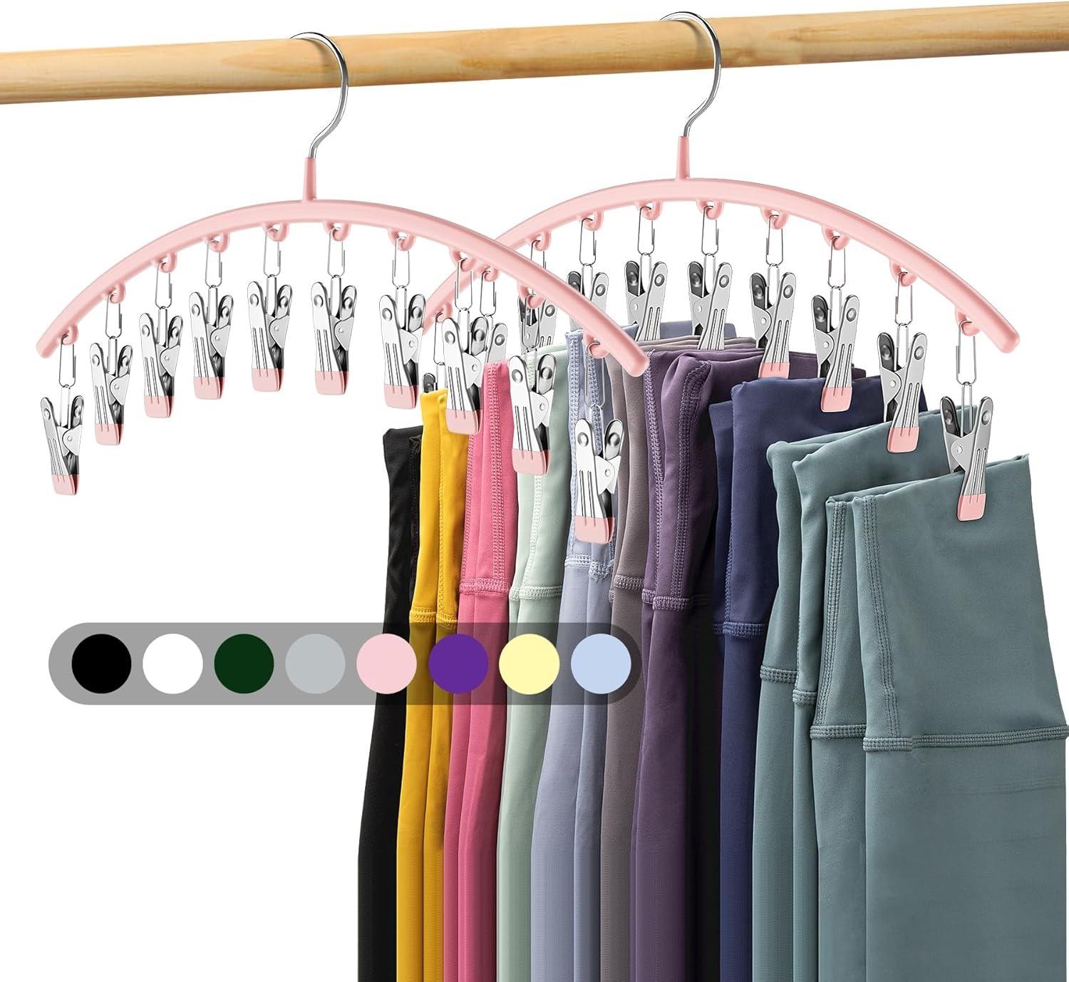 

Wardrobe Metal Yoga Pants Organizer Hangers 2 Pack,Hanging Closet Organizer w/Rubber Coated Closet Organizers and Storage