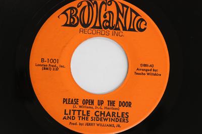 7inch Record LITTLE CHARLES & THE SIDEWINDERS - Please Open Up The Door B1001 BOTANIC RECORDS 1970 US Soul/Funk Used