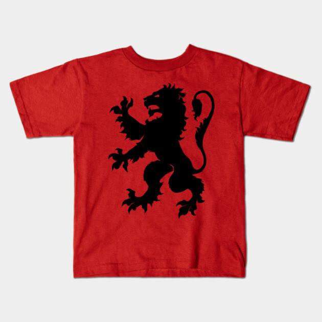 Boys Girls Soft Cotton Graphic Tees Black Lion Rampant Breathable Daily School Wear Kids T-Shirts