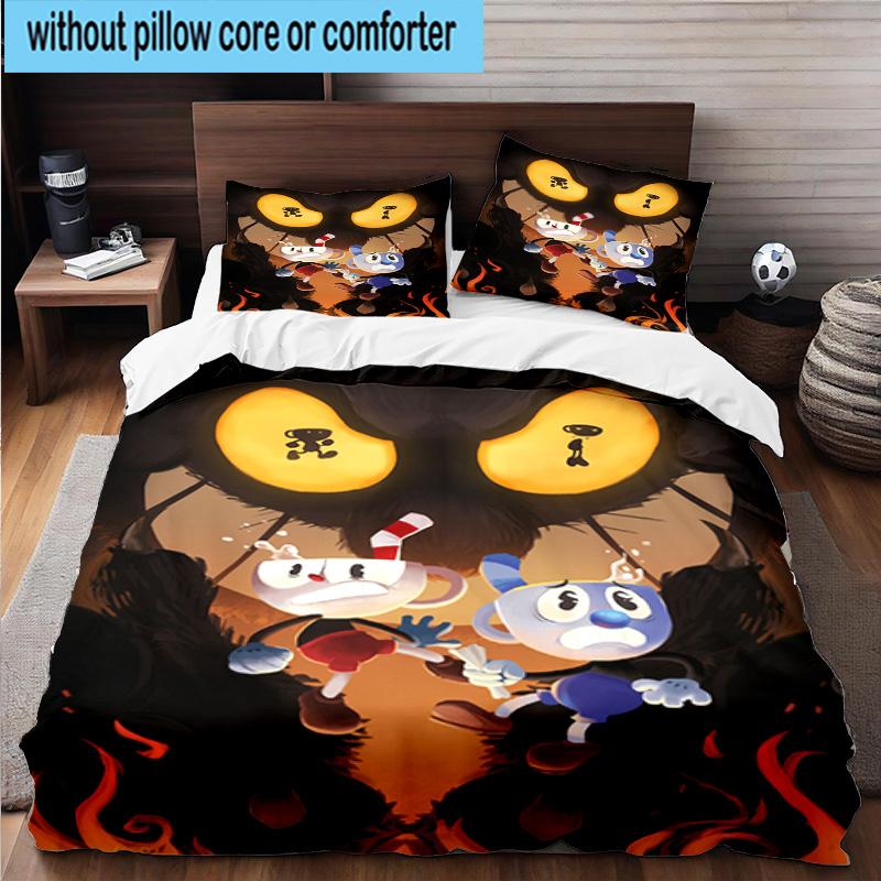 3PCS Adventure In The Cup-head 3pcs Bedding,Including 3PCS Duvet Cover And 2pcs Pillowcases Perfect for Christmas,Ideal for Bedroom, Dormitory