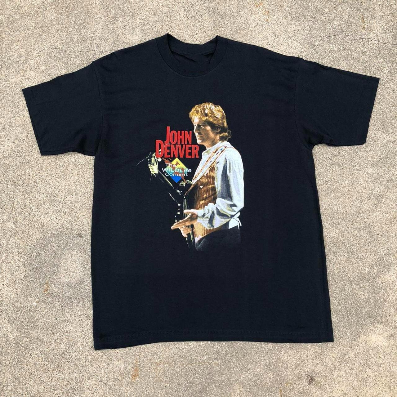 Vtg John Denver The WildLife Concert Cotton Black Full Size Unisex Shirt CM051 XL