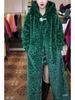 Extra Long Leopard Print Faux Fur Coat - Plus Size Women's Winter Cotton Coat