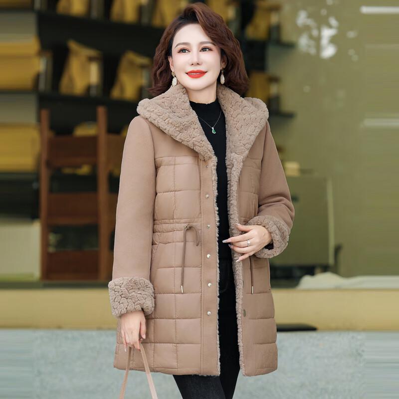 Damen Mittellanger Kapuzen-Wintermantel für Mütter