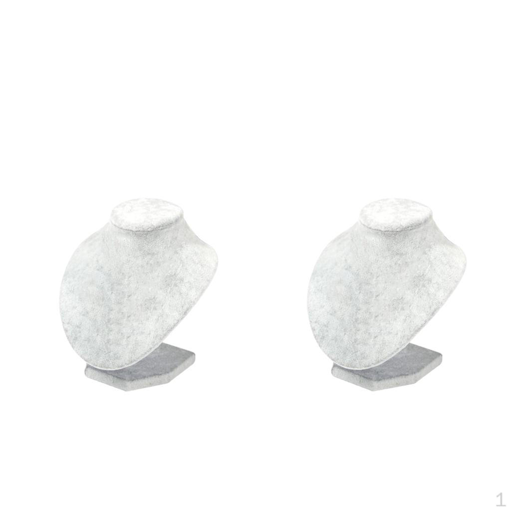 

2 Pcs Velvet Wooden Necklace Display Bust Stand - Jewelry Holder for Necklaces Chain, Choker,