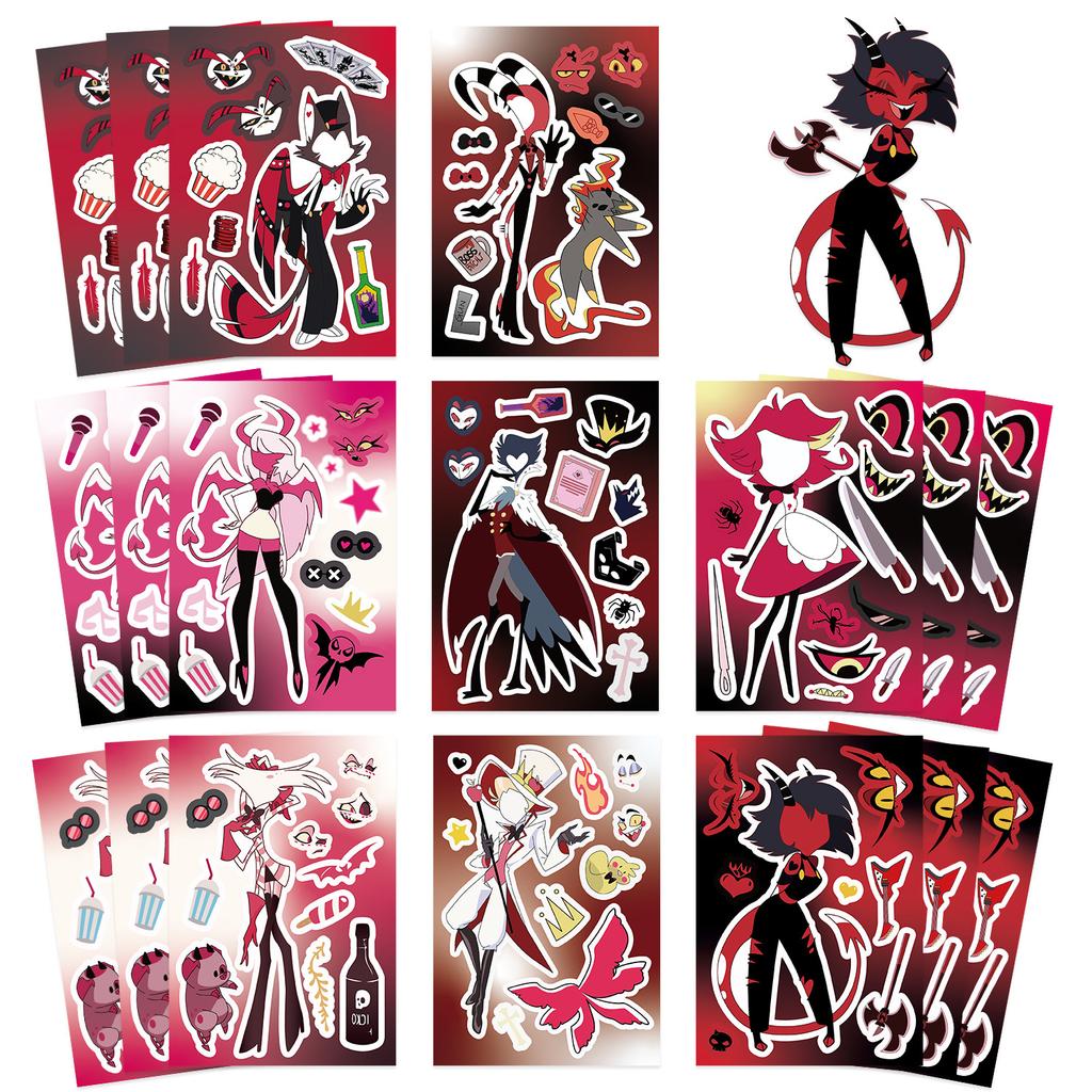 8 Cartoons, Evil Boss Make A Face Face Change Sticker DIY Hand Account Small Card Mobile Phone Case Decoration