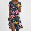Women's Casual Short Sleeved Dress With Floral Print And Pocket Design And Pocket Design