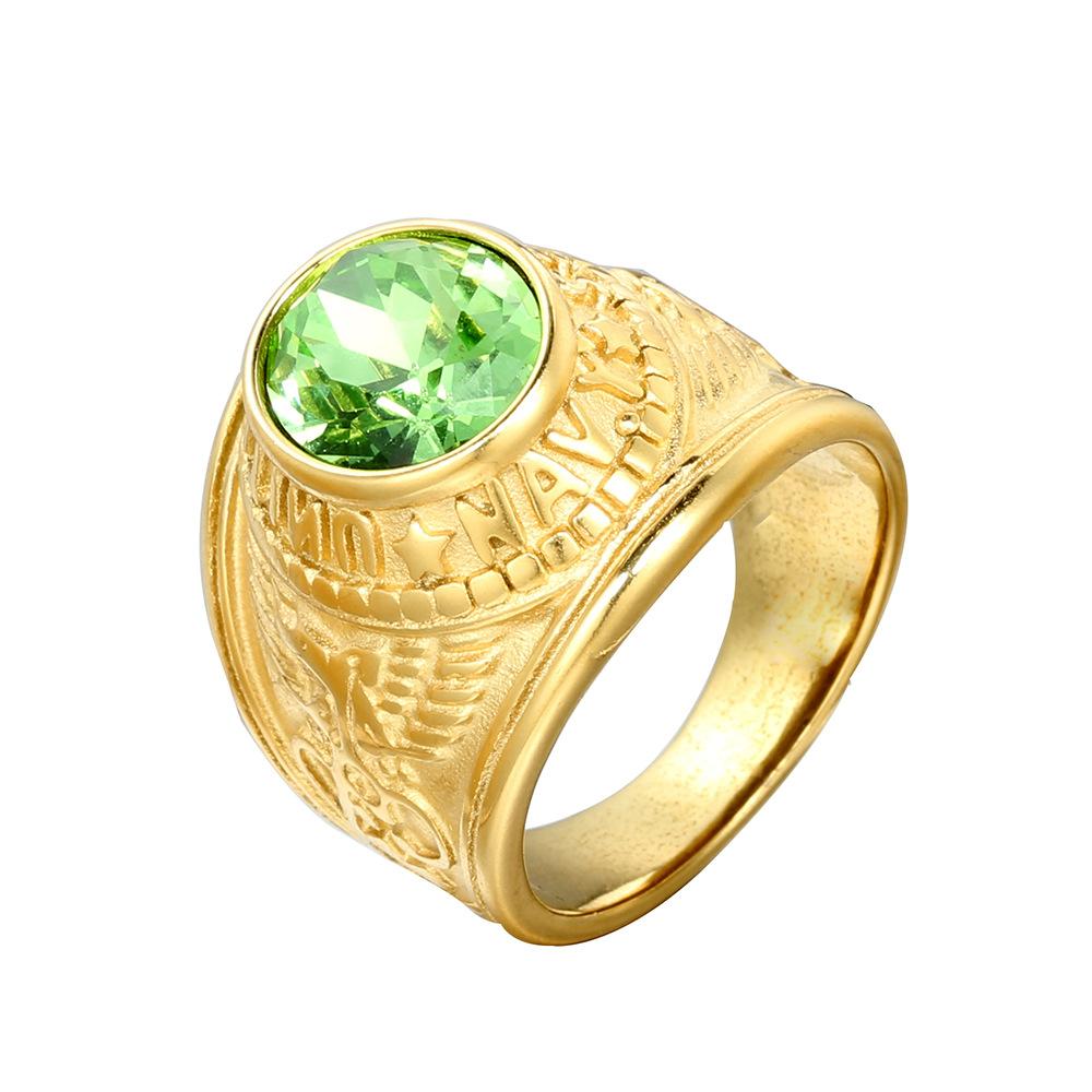 Militärischer Titanstahlring für Herren Trendy Edelstein-Inlay Stilvoller Unisex-Schmuck Geschenk