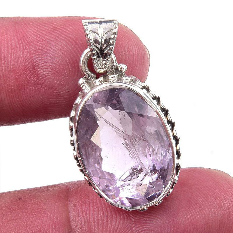 

Natural Pink Amethyst 925 Solid Sterling Silver Gift Jewelry Pendant 1.25 V6w60