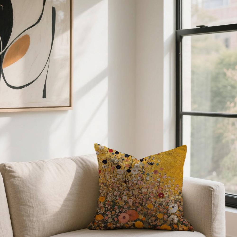 Vintage G-Gustav K-Klimt Flower Garden For Sofa Car Office Cafe Soft And Comfortable Double-Sided Printing Pillow Cover