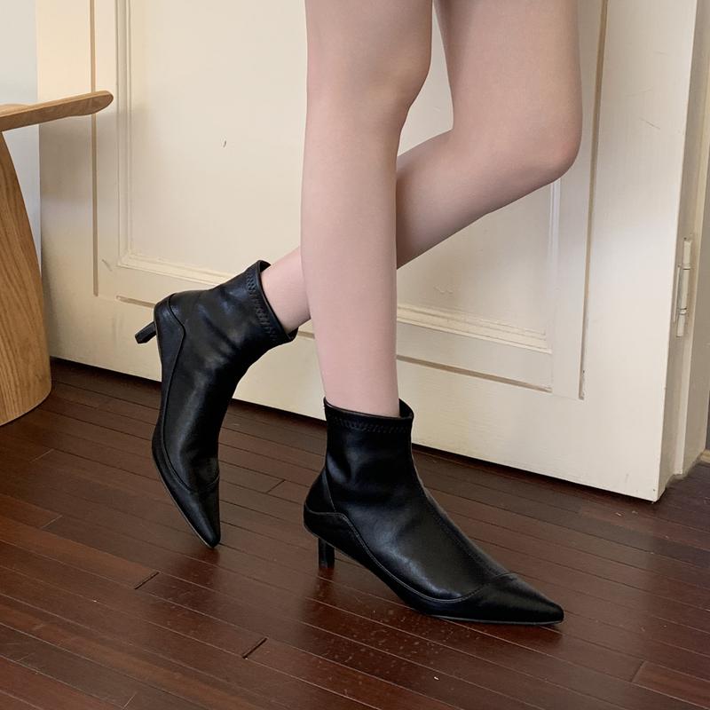 Fashion SUOJIALUN 2025 New Brand Women Ankle Boots Fashion Pointed Toe Slip On Ladies Elegant Short Boots Shoes Thin Low Heel Dress Pump