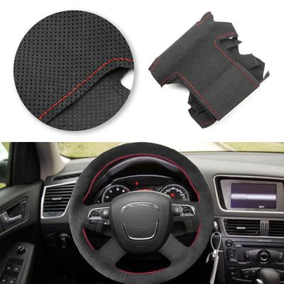 Car Interior Steering Wheel Suede Perforated Leather Cover Trim For A3 8P Sportback A4 B8 Avant A5 8T A6 C6 A8 D3 Q5 8R Q7 4L