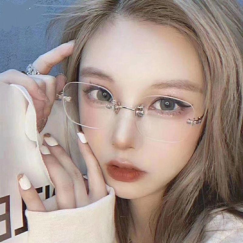 Transparent Computer Glasses Frameless Women Men Anti Blue Light square Eyewear Blocking Glasses Optical Spectacle Eyeglass