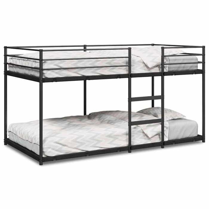 VidaXL Bunk Bed Without Mattress Black 90x200 Cm Steel, Bed Frame, Slatted Base, Bedroom Furniture, Loft Bed, 4019877