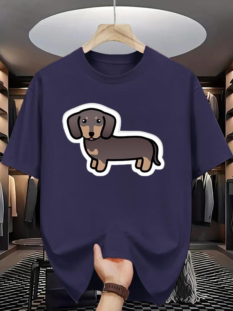 Sausage Dog Cartoon Pure Cotton Printed Summer New Fashion Trend Tshirt for Unisex and Unisex New Loose Casual Short Sleeve
