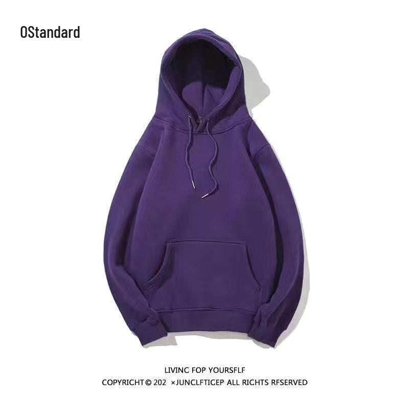 Men's Thick Velvet Hoodie - Solid Color, Trendy Korean Style for Autumn/Winter